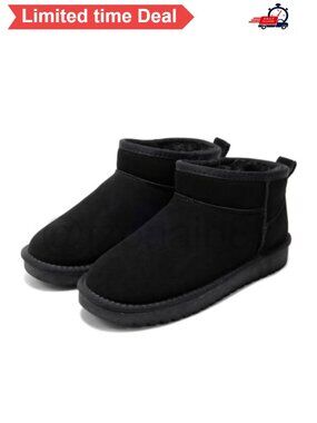 Genuine Suede Leather Ankle Boots Faux Fur Lined Water Resistant Platform